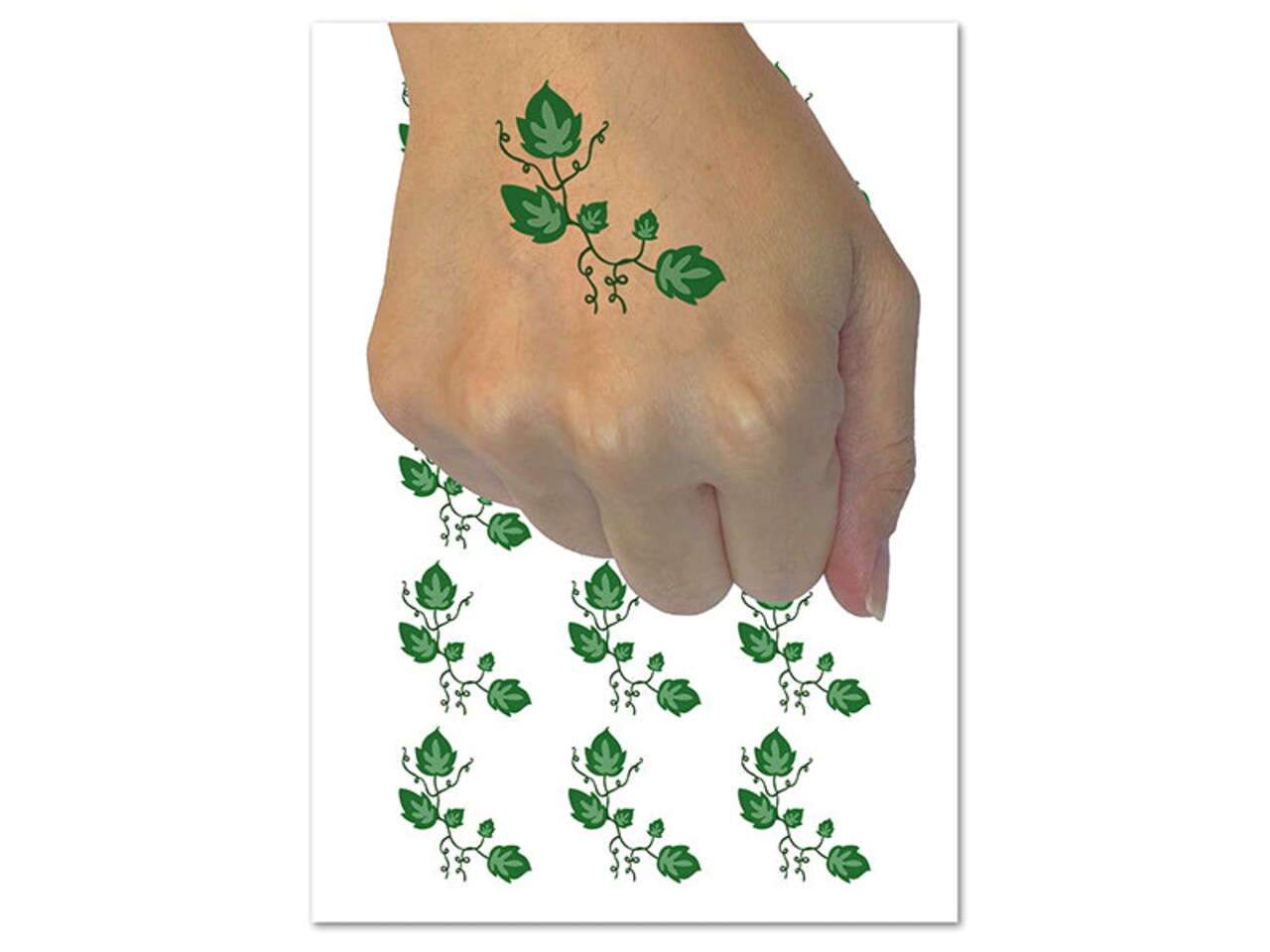 Ivy Vines Solid Temporary Tattoo Water Resistant Fake Body Art Set Collection (1 Sheet)